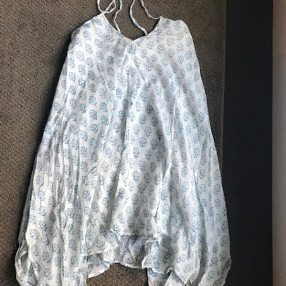 Blue and White Gauzy Cotton Sundress